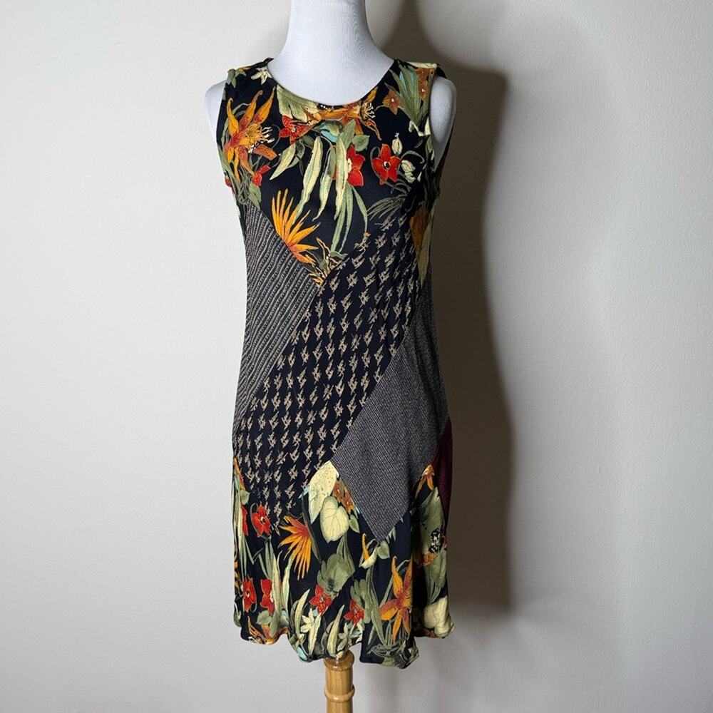 Carole Little Vintage Black Floral Tropical Midi Dress